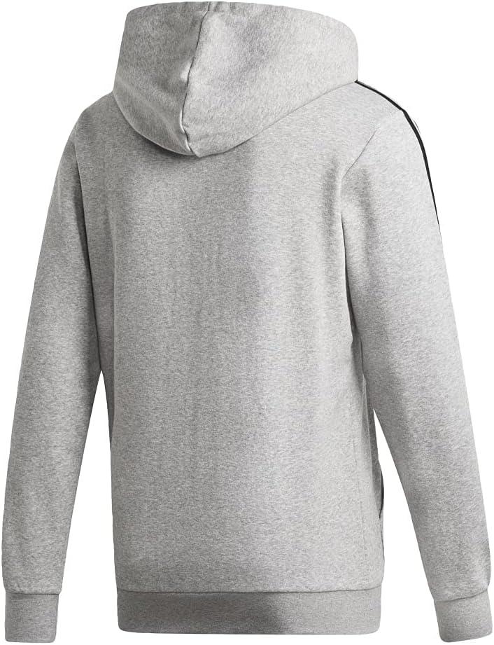 imageadidas Mens Essentials 3Stripes Fleece HoodieMedium Grey HeatherBlack