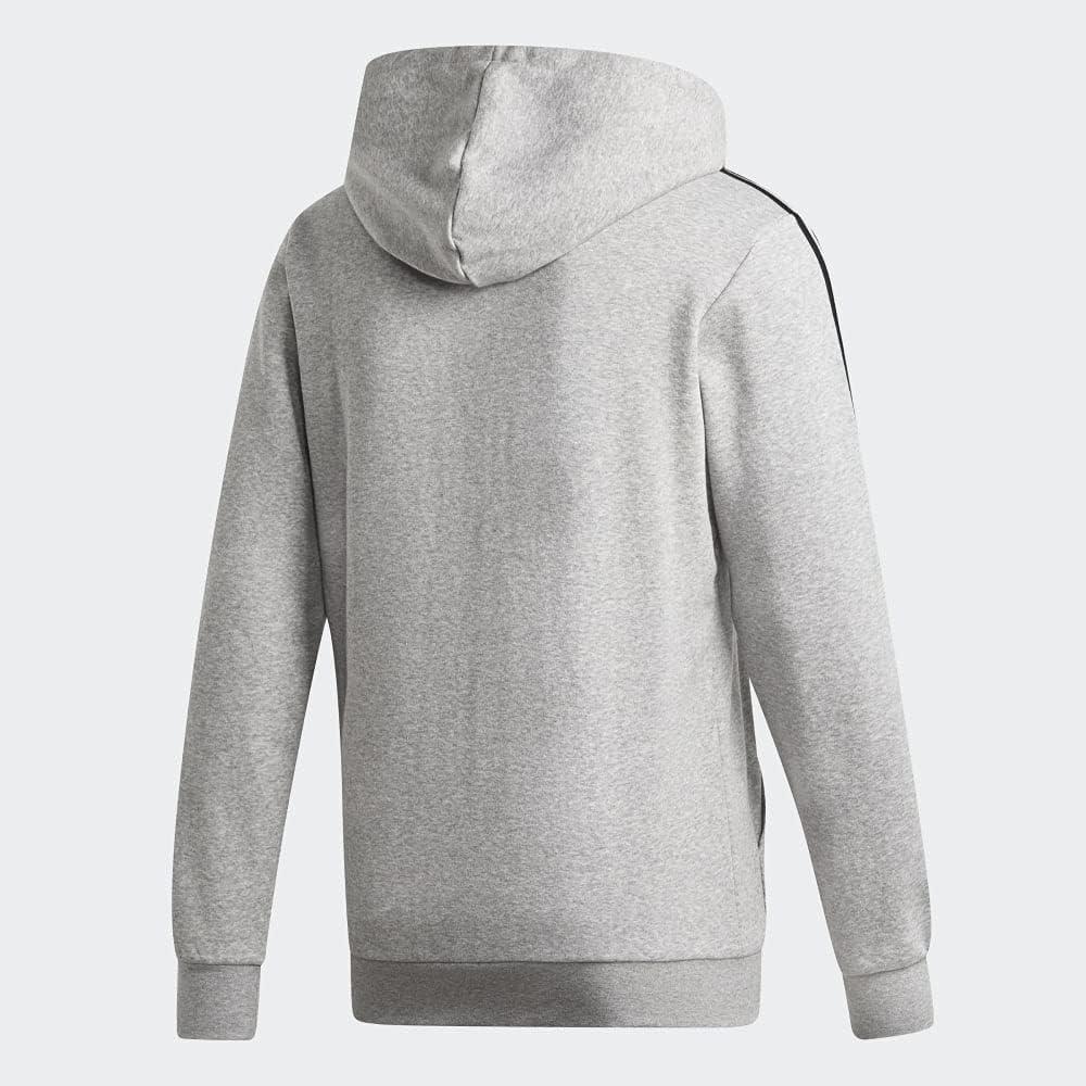 imageadidas Mens Essentials 3Stripes Fleece HoodieMedium Grey HeatherBlack