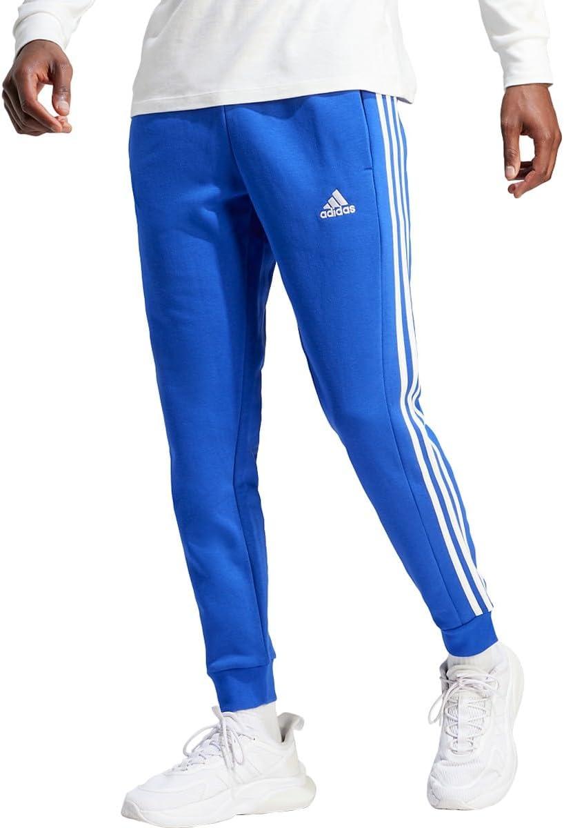 imageadidas Mens Essentials 3Stripes Fleece Tapered Cuff PantsSemi Lucid Blue