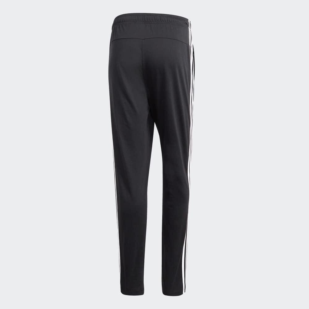 imageadidas Mens Essentials 3Stripes Tapered Open Hem PantsBlackWhite
