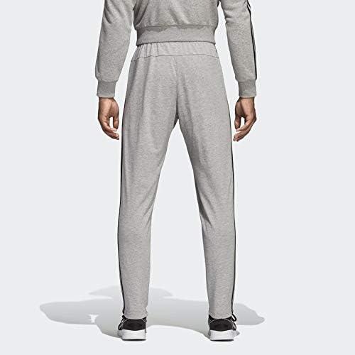 imageadidas Mens Essentials 3Stripes Tapered Open Hem PantsMedium Grey HeatherBlackSolid Grey