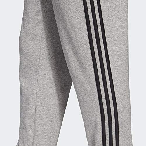 imageadidas Mens Essentials 3Stripes Tapered Open Hem PantsMedium Grey HeatherBlackSolid Grey