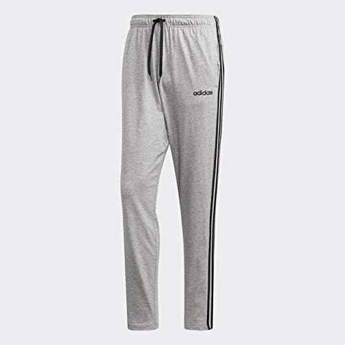 imageadidas Mens Essentials 3Stripes Tapered Open Hem PantsMedium Grey HeatherBlackSolid Grey