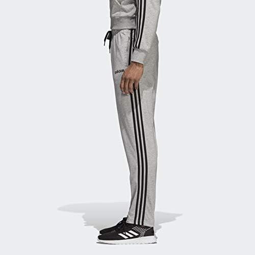imageadidas Mens Essentials 3Stripes Tapered Open Hem PantsMedium Grey HeatherBlackSolid Grey