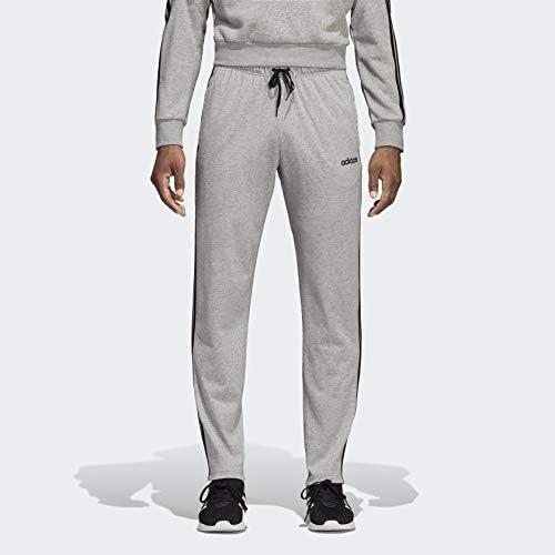 imageadidas Mens Essentials 3Stripes Tapered Open Hem PantsMedium Grey HeatherBlackSolid Grey