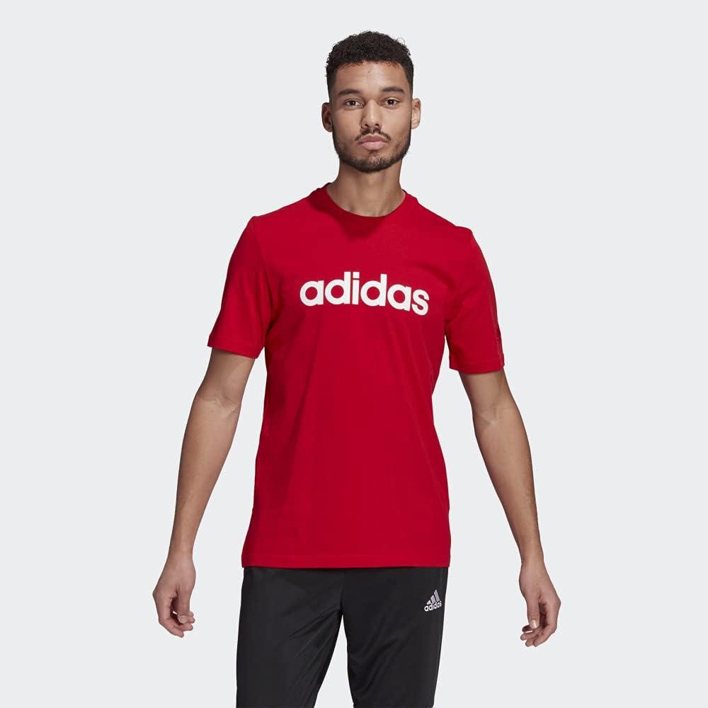 imageadidas Mens Essentials Embroidered Linear Logo TeeScarlet