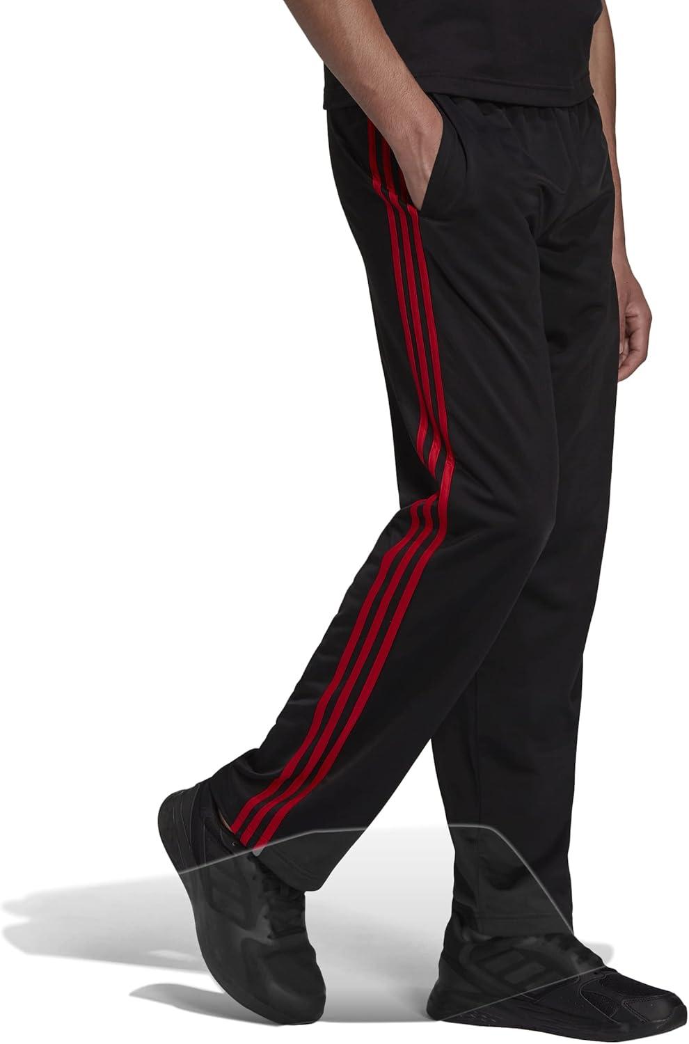 imageadidas Mens Essentials Warmup Open Hem 3stripes Tracksuit BottomsBlackScarletBlack