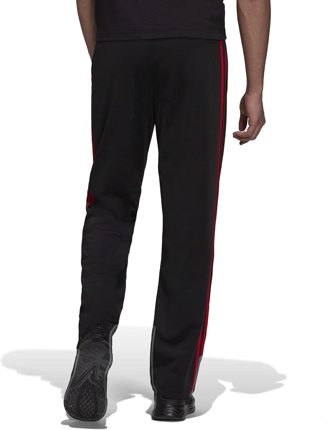 imageadidas Mens Essentials Warmup Open Hem 3stripes Tracksuit BottomsBlackScarletBlack