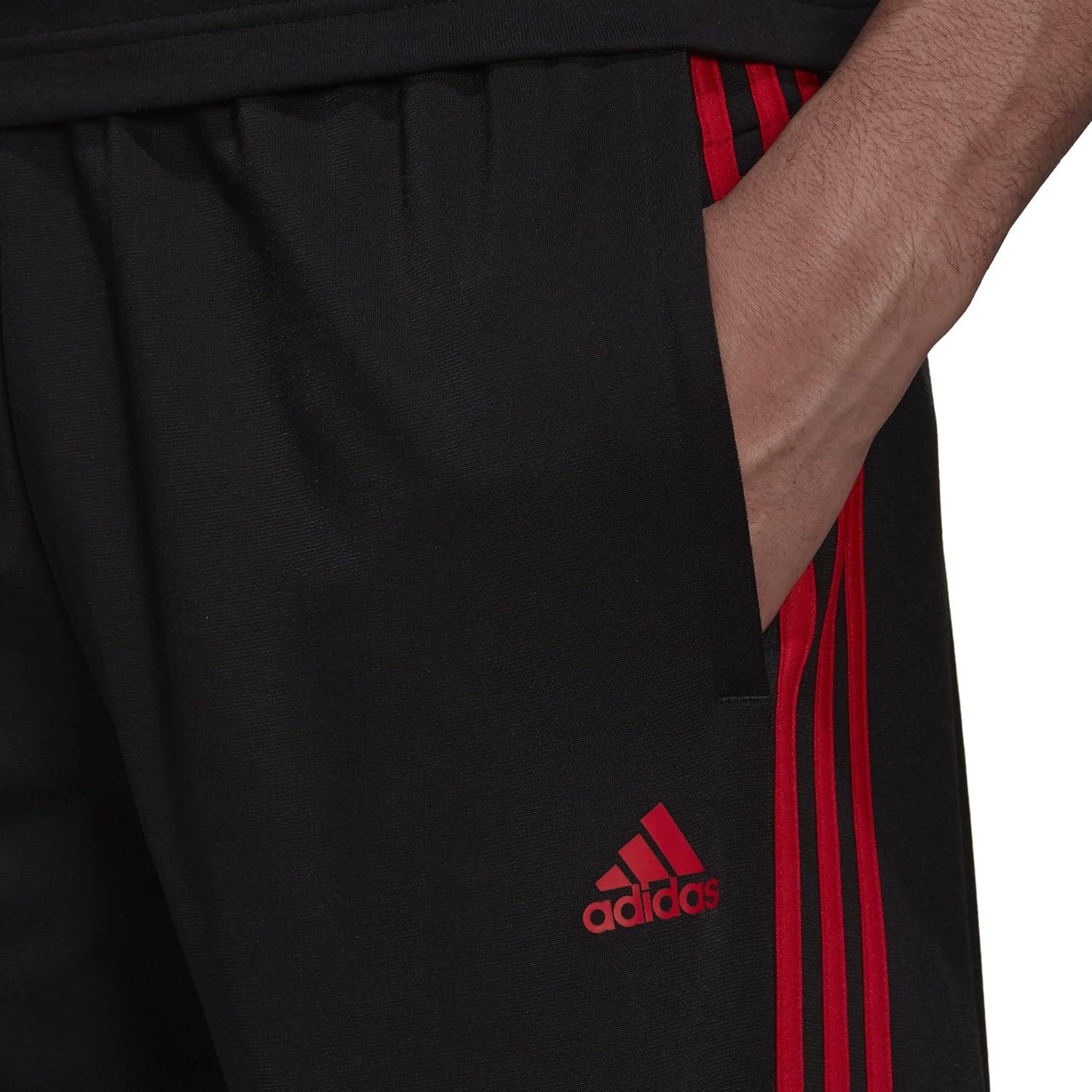 imageadidas Mens Essentials Warmup Open Hem 3stripes Tracksuit BottomsBlackScarletBlack