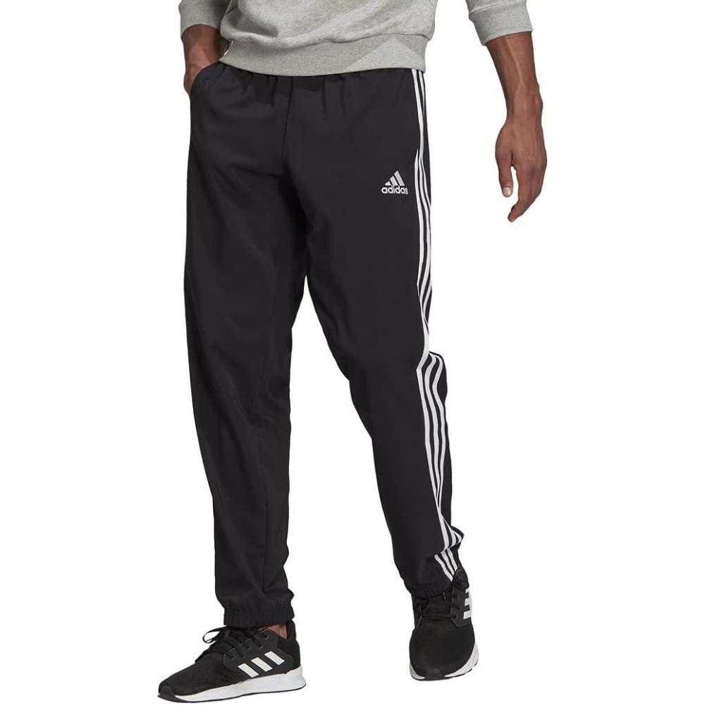 imageadidas Mens Aeroready Essentials Elastic Cuff 3Stripes PantsBlackWhite