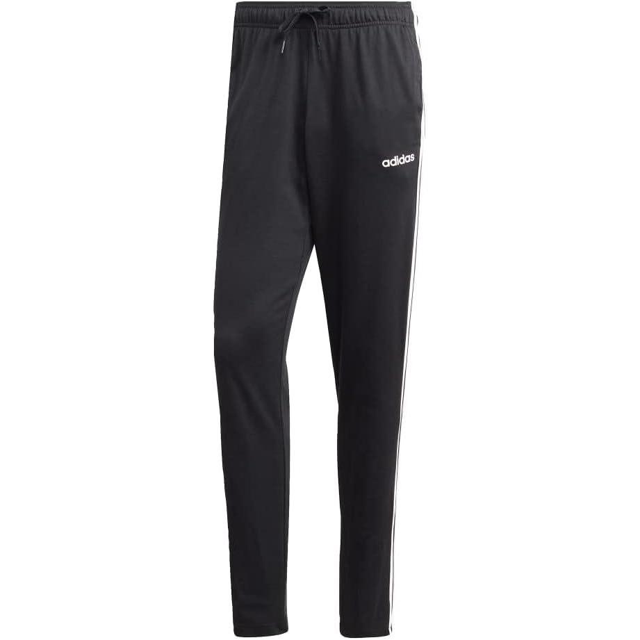 imageadidas Mens Essentials 3Stripes Tapered Open Hem PantsBlackWhite