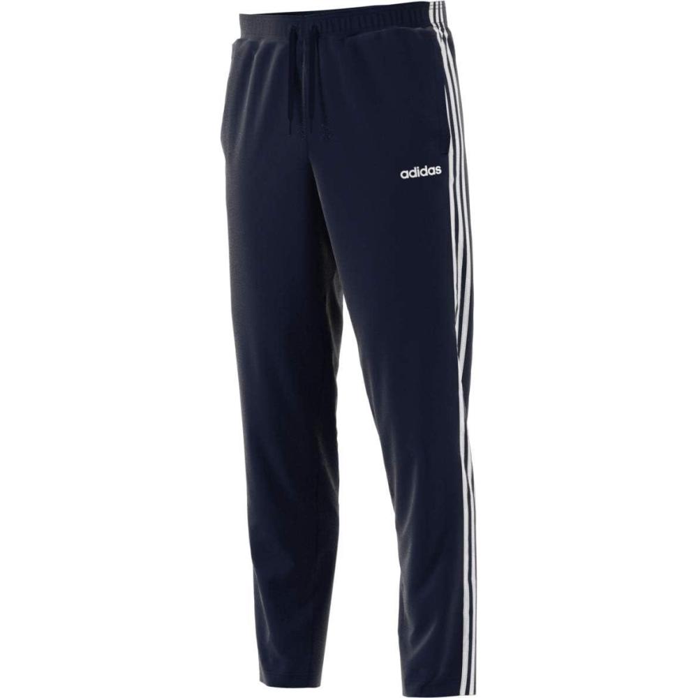imageadidas Mens Essentials 3Stripes Tapered Open Hem PantsLegend InkWhite