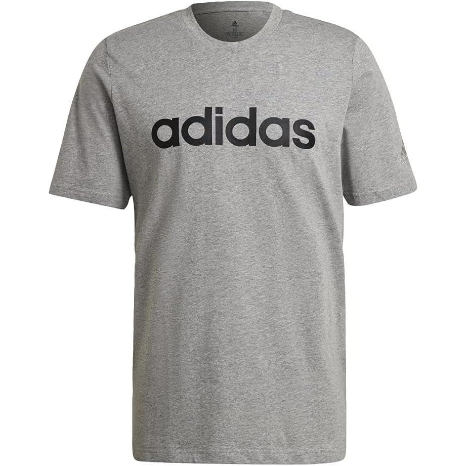 imageadidas Mens Essentials Embroidered Linear Logo TeeMedium Grey Heather