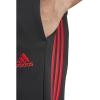 imageadidas Mens Essentials 3Stripes Fleece Tapered Cuff PantsBlackBetter Scarlet