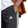 imageadidas Mens Essentials 3Stripes Fleece Tapered Cuff PantsBlackWhiteBlack