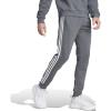 imageadidas Mens Essentials 3Stripes Fleece Tapered Cuff PantsDark Grey Heather