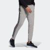imageadidas Mens Essentials 3Stripes Fleece Tapered Cuff PantsMedium Grey HeatherBlack