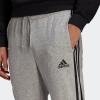 imageadidas Mens Essentials 3Stripes Fleece Tapered Cuff PantsMedium Grey HeatherBlack