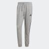 imageadidas Mens Essentials 3Stripes Fleece Tapered Cuff PantsMedium Grey HeatherBlack