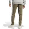 imageadidas Mens Essentials 3Stripes Fleece Tapered Cuff PantsOlive Strata
