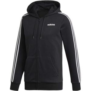 imageadidas Mens Essentials 3Stripes Fleece HoodieBlackWhite
