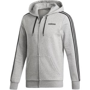 imageadidas Mens Essentials 3Stripes Fleece HoodieMedium Grey HeatherBlack