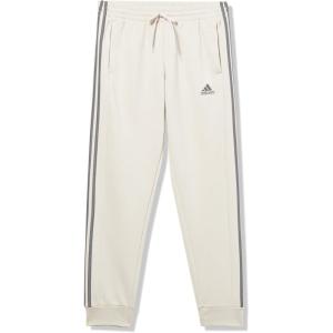 imageadidas Mens Essentials 3Stripes Fleece Tapered Cuff PantsAlumina