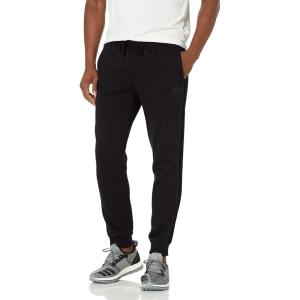 imageadidas Mens Essentials 3Stripes Fleece Tapered Cuff PantsBlackBlackBlack