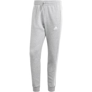 imageadidas Mens Essentials 3Stripes Fleece Tapered Cuff PantsMedium Grey Heather