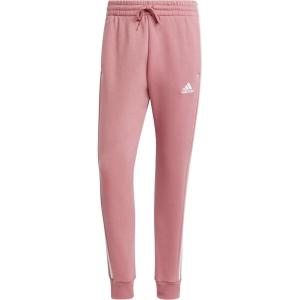 imageadidas Mens Essentials 3Stripes Fleece Tapered Cuff PantsPreloved Crimson
