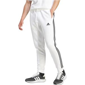 imageadidas Mens Essentials 3Stripes Fleece Tapered Cuff PantsWhiteBlack