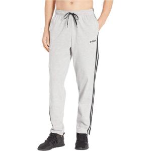 imageadidas Mens Essentials 3Stripes Tapered Open Hem PantsMedium Grey HeatherBlackSolid Grey
