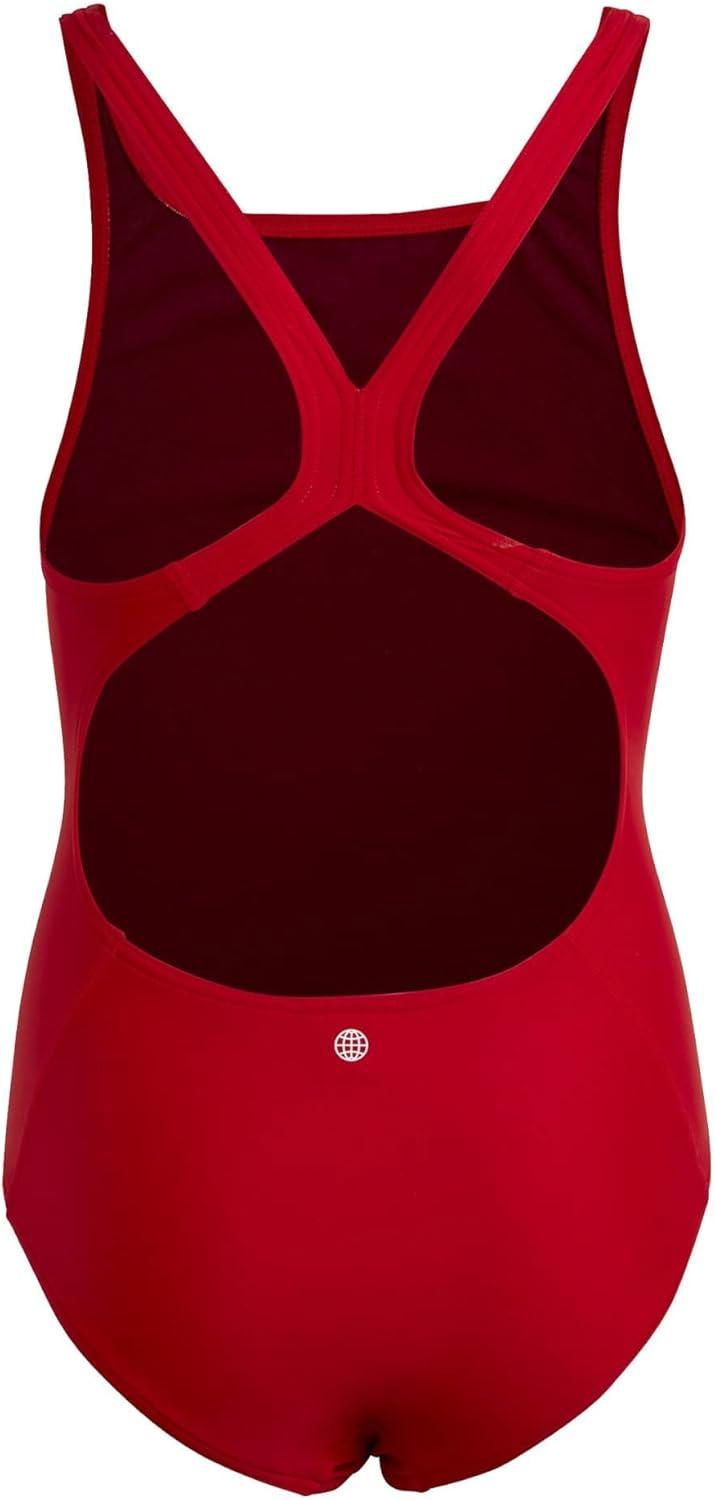 imageadidas Girls Solid Small Logo SwimsuitBetter ScarletWhiteShadow Red