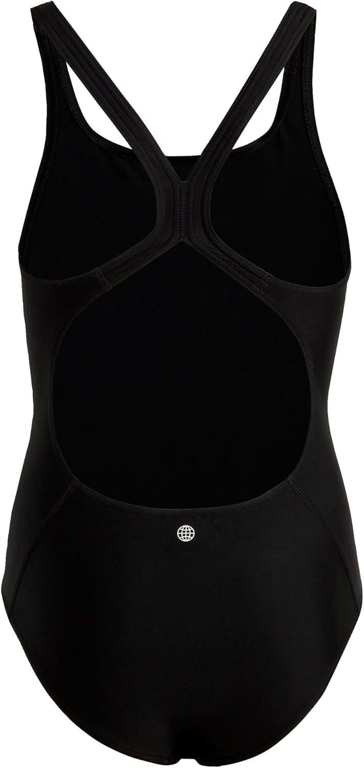 imageadidas Girls Solid Small Logo SwimsuitBlackWhite