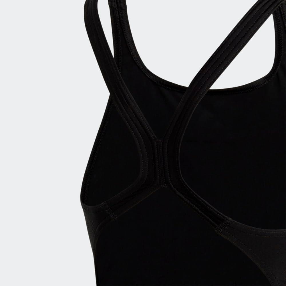 imageadidas Girls Solid Small Logo SwimsuitBlackWhite