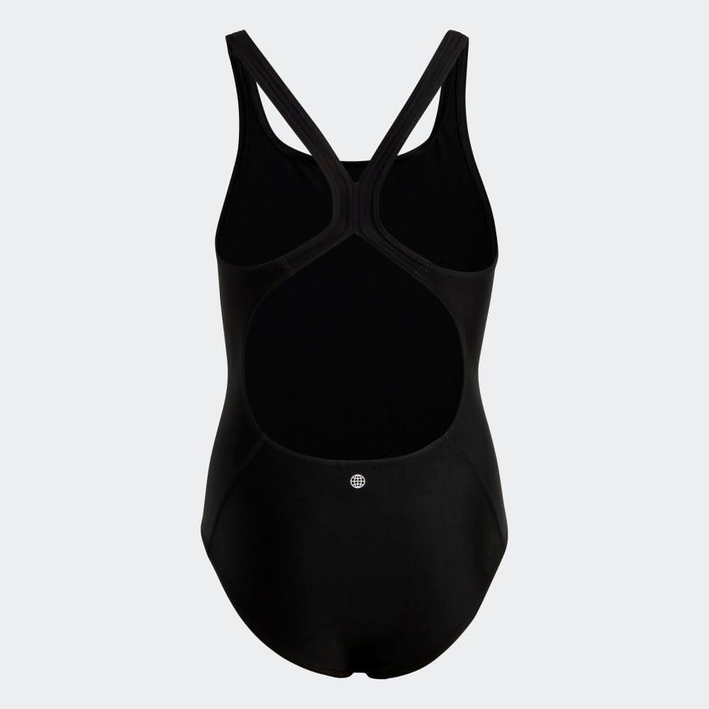 imageadidas Girls Solid Small Logo SwimsuitBlackWhite