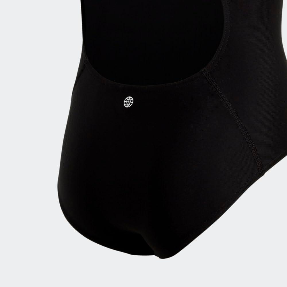 imageadidas Girls Solid Small Logo SwimsuitBlackWhite