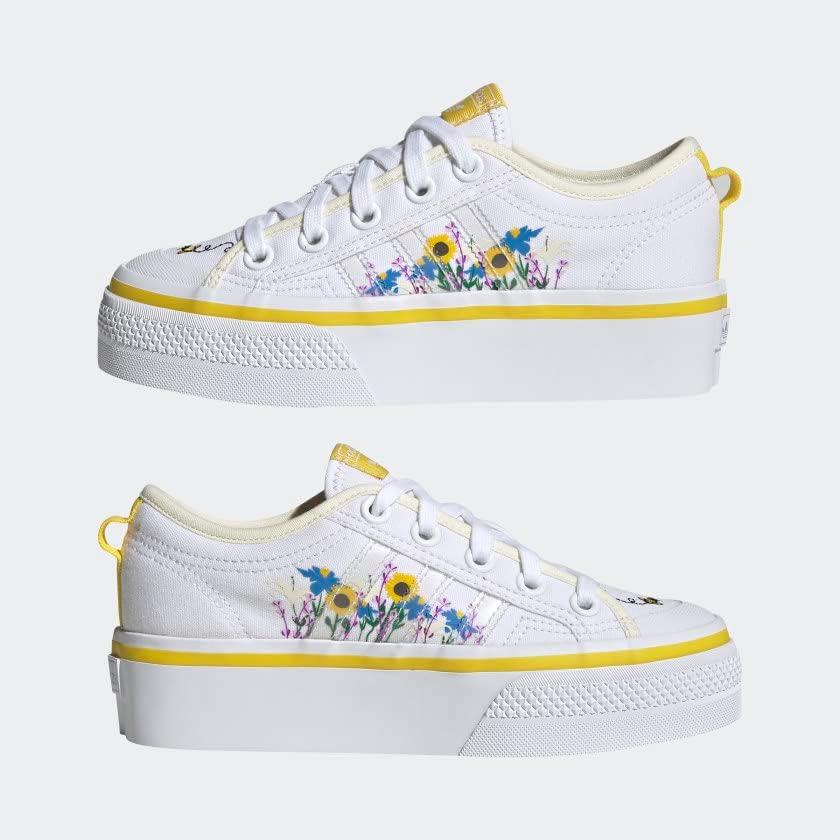 imageadidas Originals UnisexChild Nizza PlatformCloud WhiteYellowOff White