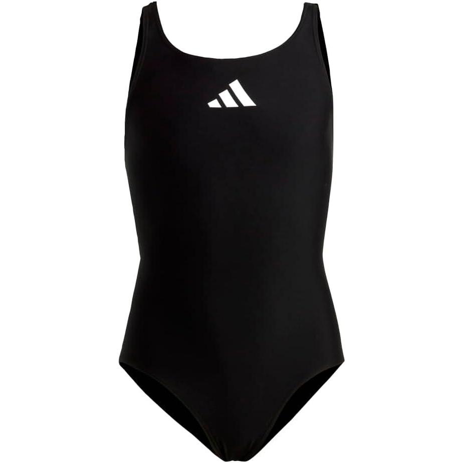 imageadidas Girls Solid Small Logo SwimsuitBlackWhite
