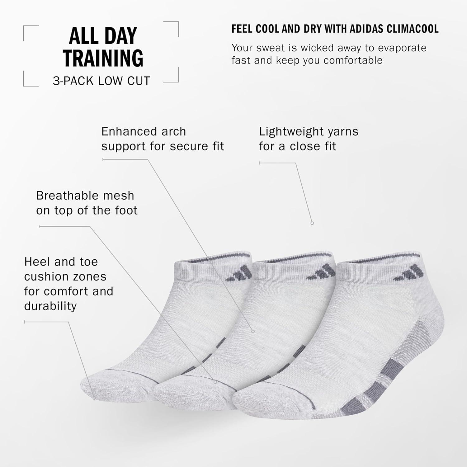 imageadidas Mens All Day Training Low Cut Socks Engineered for Sport Performance with Targeted Cushioning for Running 3PairTrue PinkBlackWhite