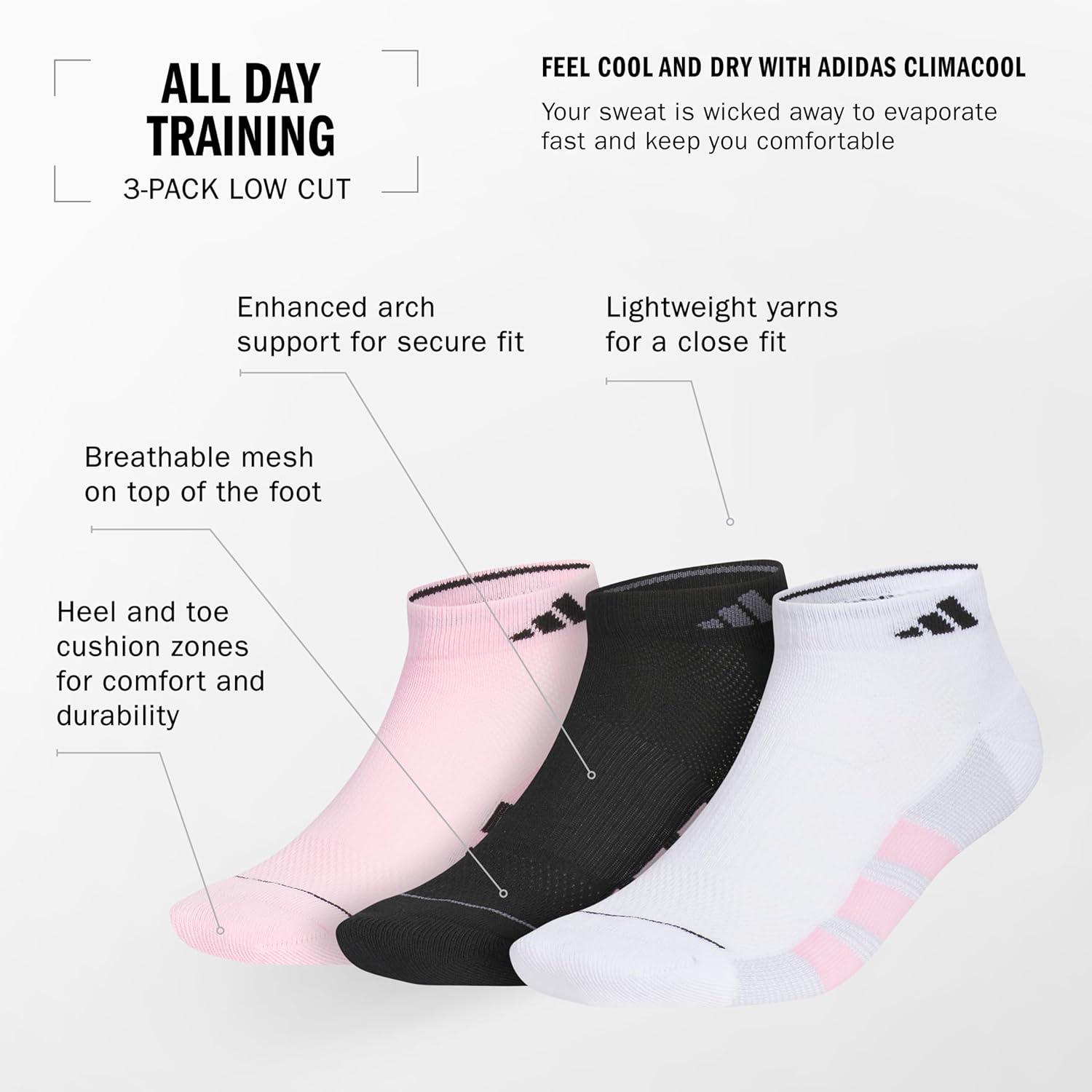 imageadidas Mens All Day Training Low Cut Socks Engineered for Sport Performance with Targeted Cushioning for Running 3PairWhiteBlackClear Onix Grey