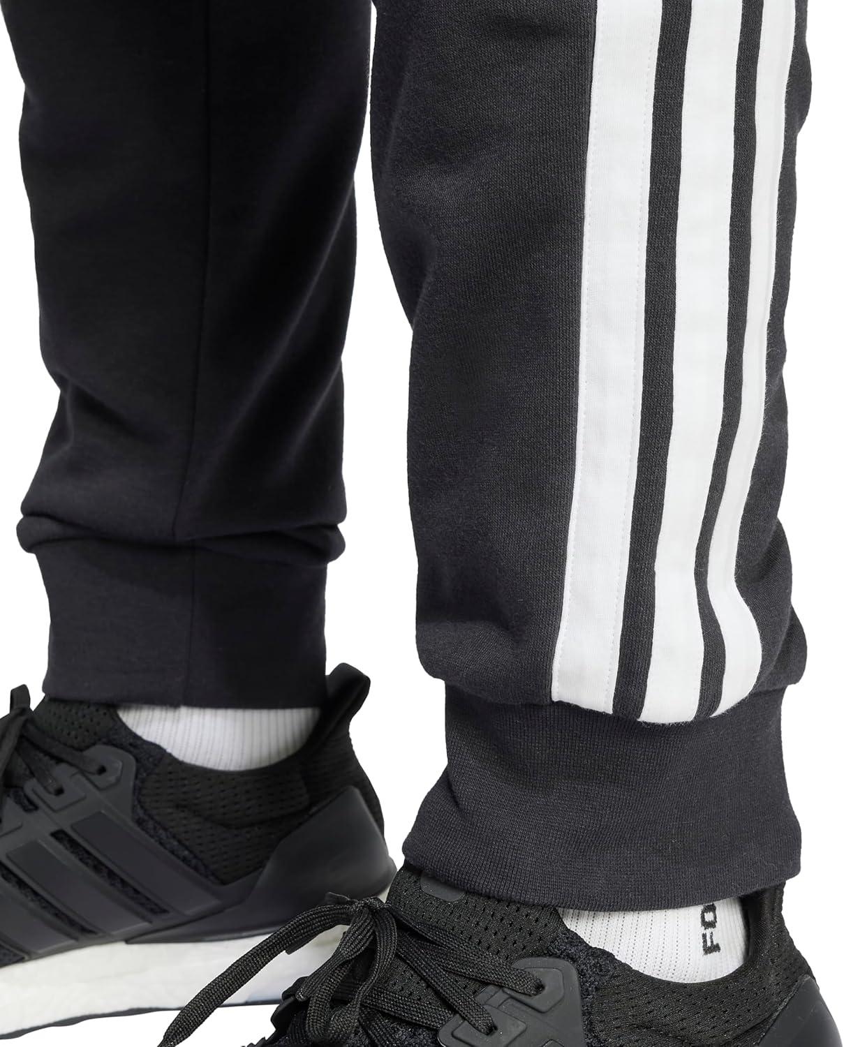 imageadidas Mens Essentials 3Stripes French Terry PantsBlackWhite