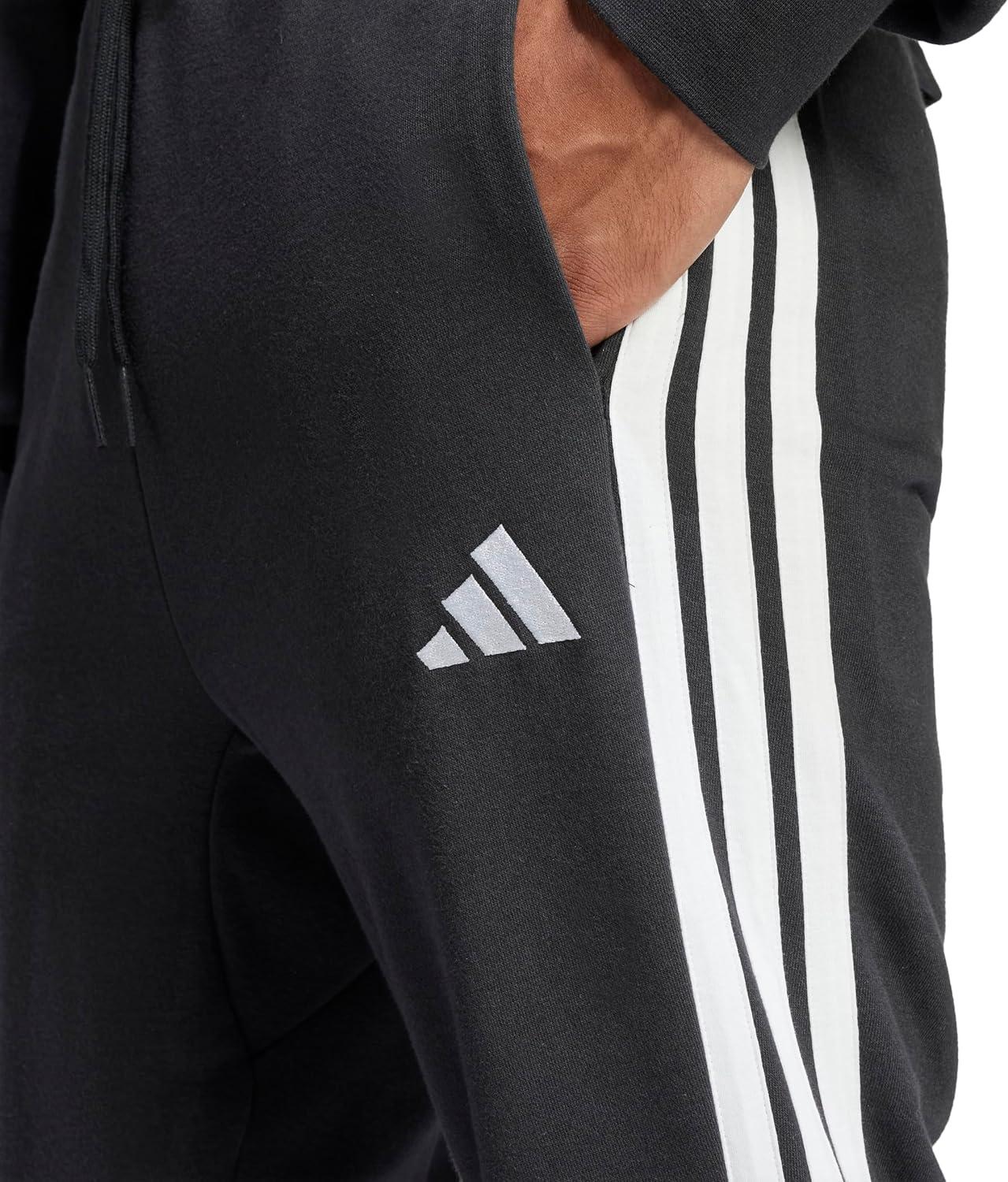imageadidas Mens Essentials 3Stripes French Terry PantsBlackWhite