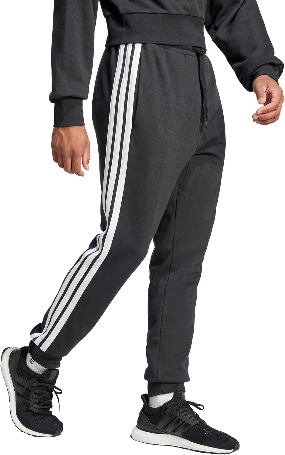 imageadidas Mens Essentials 3Stripes French Terry PantsBlackWhite