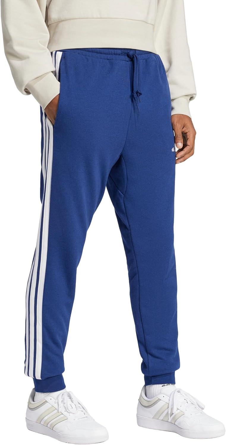 imageadidas Mens Essentials 3Stripes French Terry PantsDark BlueWhite