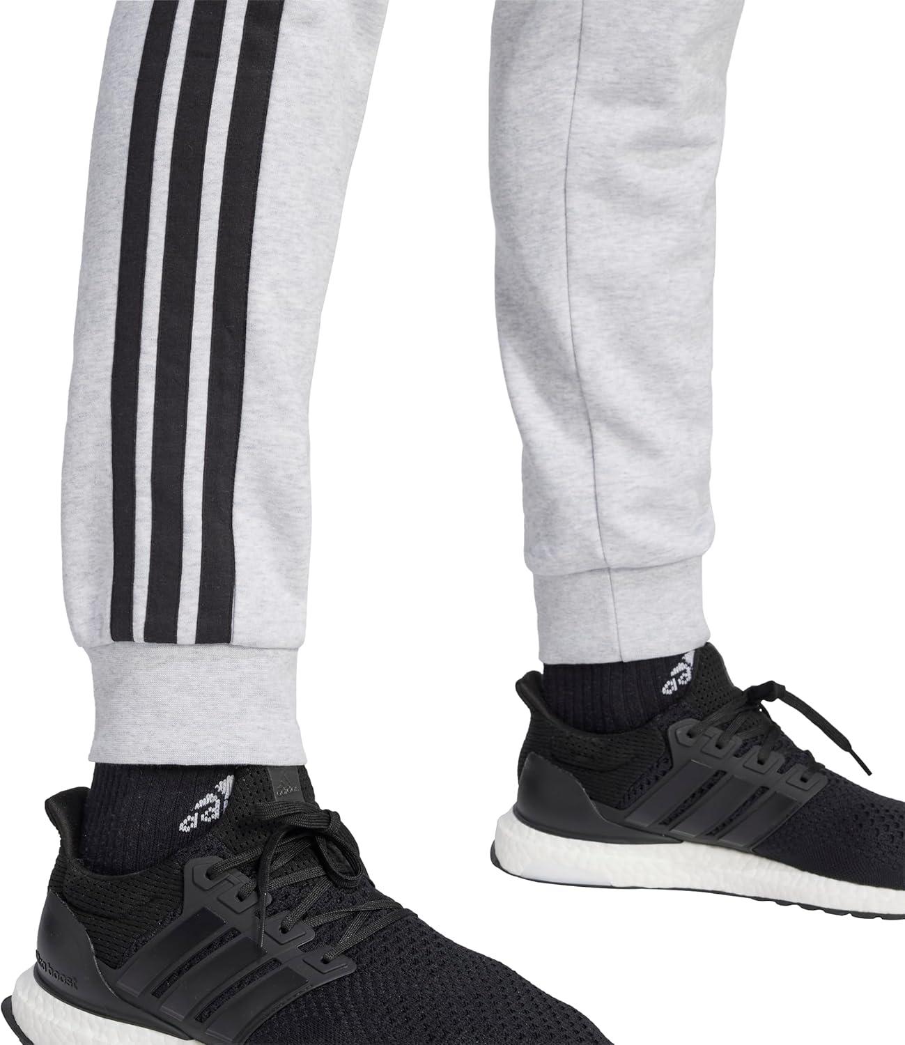 imageadidas Mens Essentials 3Stripes French Terry PantsLight Grey HeatherBlack