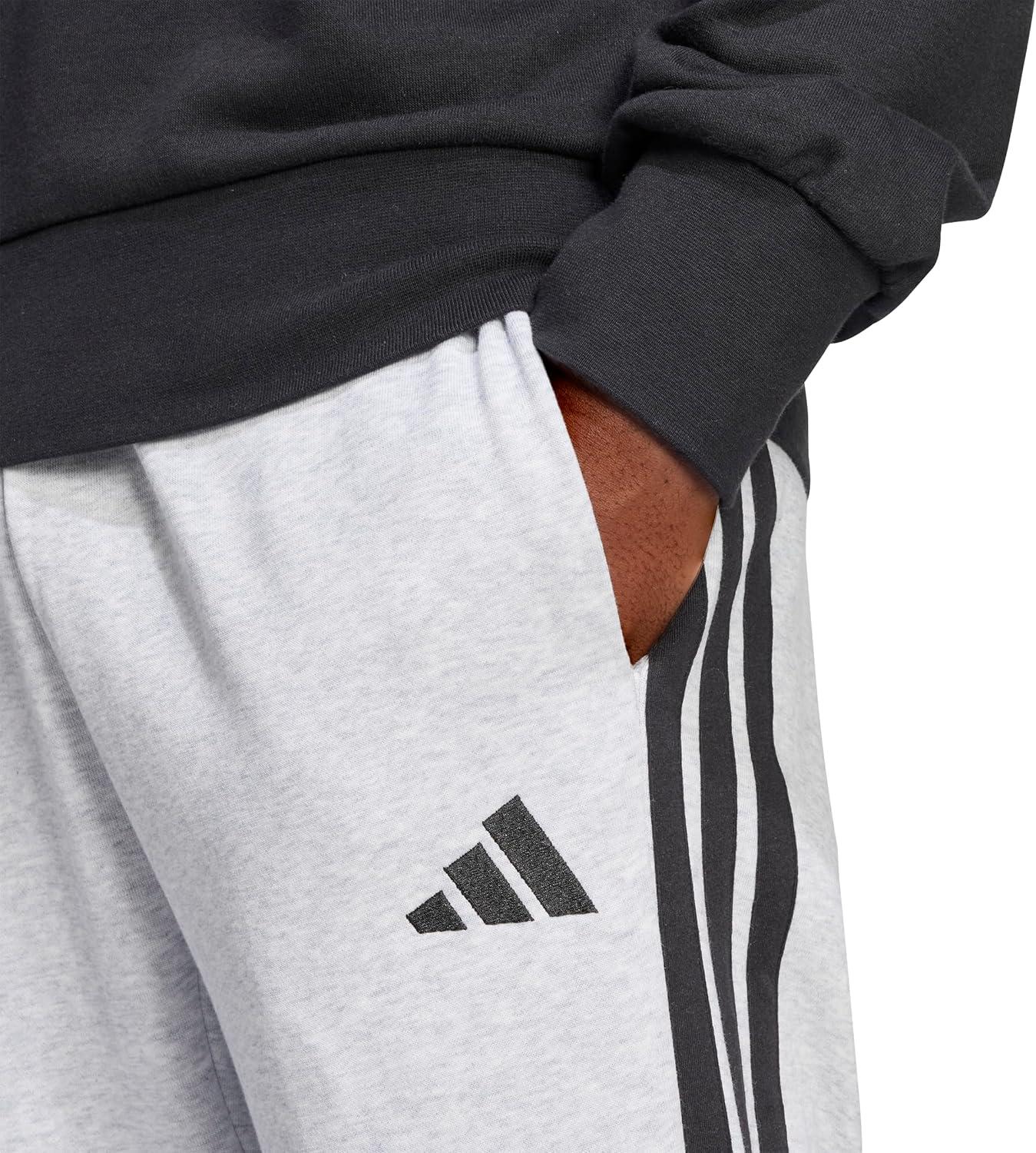 imageadidas Mens Essentials 3Stripes French Terry PantsLight Grey HeatherBlack