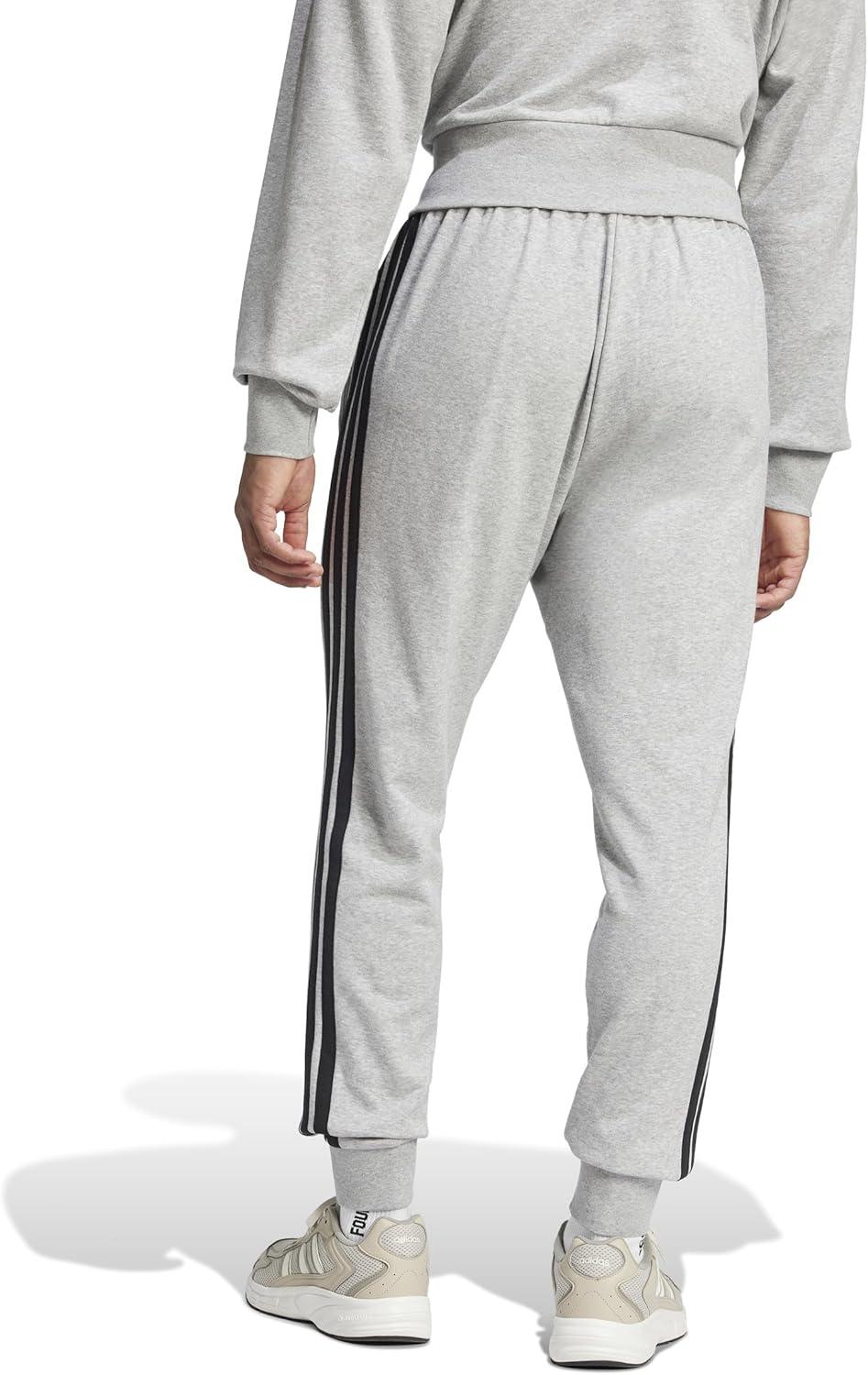 imageadidas Mens Essentials 3Stripes French Terry PantsMedium Grey HeatherBlack