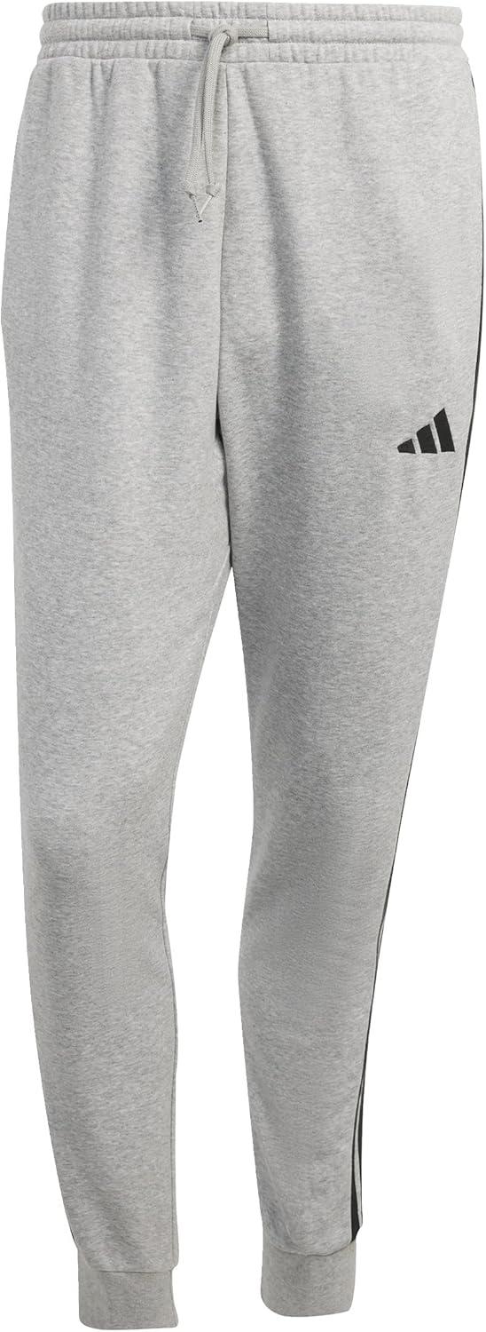 imageadidas Mens Essentials 3Stripes French Terry PantsMedium Grey HeatherBlack