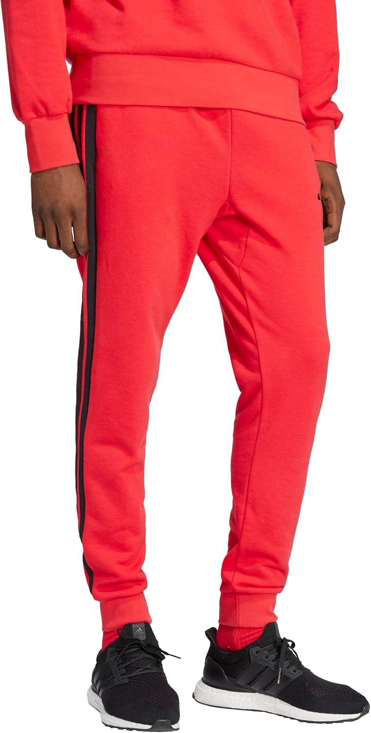 imageadidas Mens Essentials 3Stripes French Terry PantsPure RubyBlack